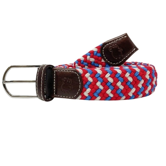 Roostas Other - Natchez Roostas Woven Elastic Stretch Belt Red White Blue Size L